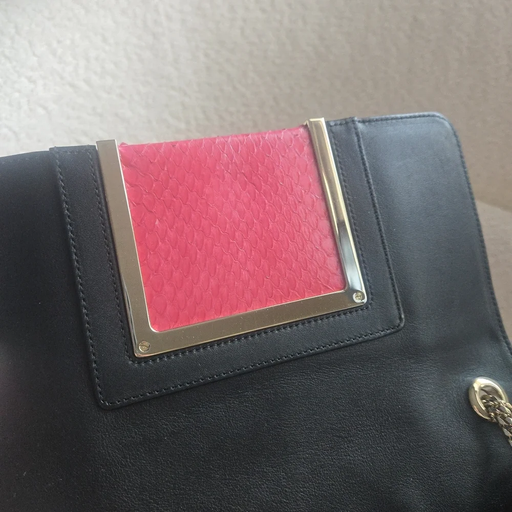 Jimmy Choo Snakeskin Shoulder Bag – Pink & Black EUC